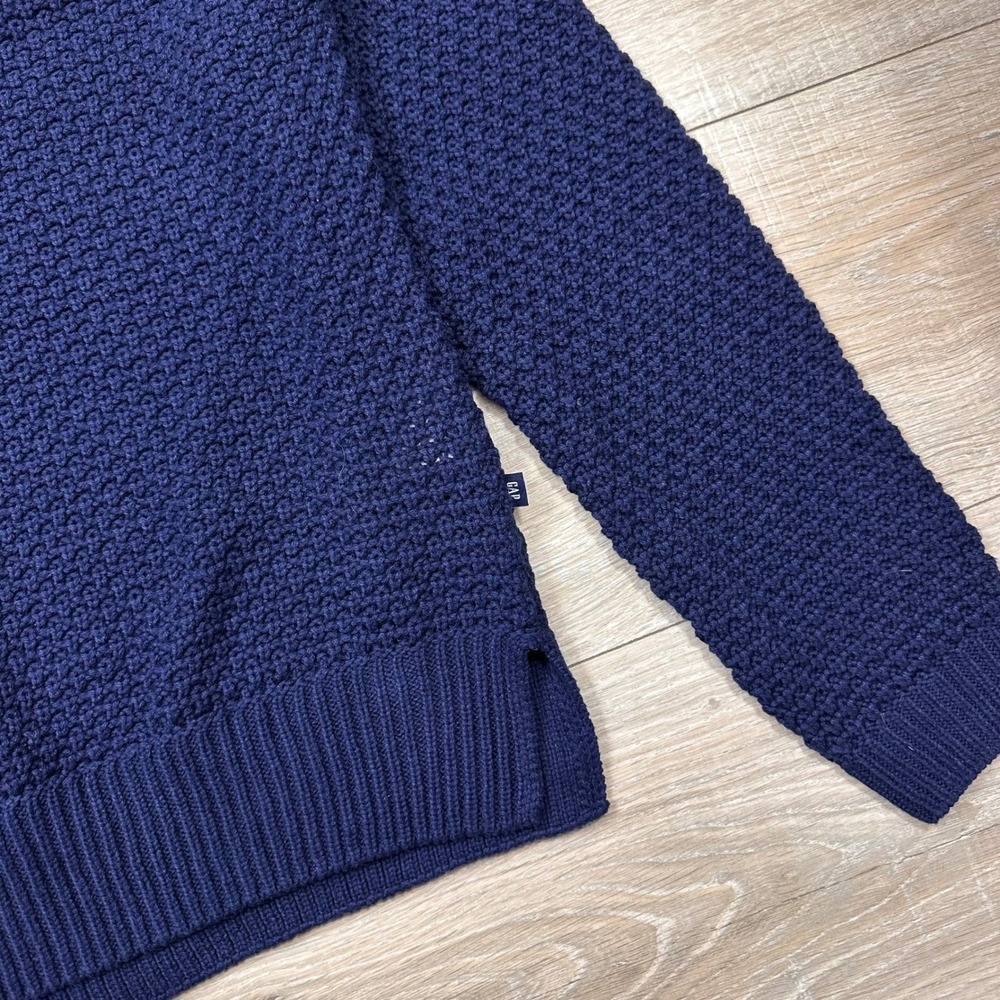 NEW Gap Navy Blue Textured Reverse Stockinette Knit Sweater Long Sleeve Small - Picture 8 of 10